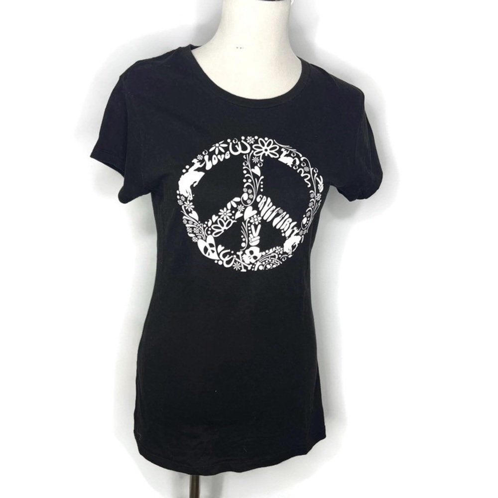 Cruel Girl Peace Sign Graphic Black T-Shirt